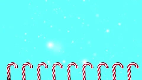 Candy cane on cold blue Christmas snowfall background 스톡 동영상 253164065