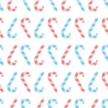 Candy cane. Continuous Christmas ornament of striped multicolored lollipops. Stock Illustration