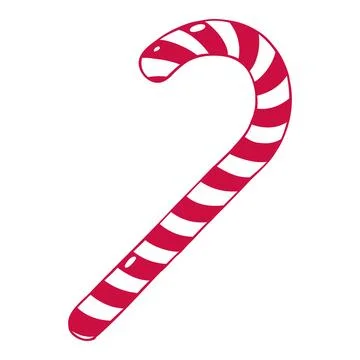 Candy Cane with Diagonal Stripes and Curved Hook Top. Striped Sugar Stick wit Stock Illustration