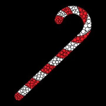 Candy cane dot icon isolated on black background Illustrazione stock