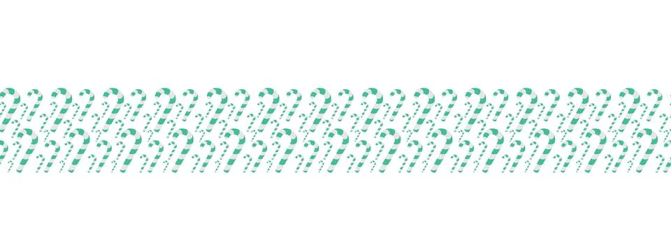Candy cane. Endless horizontal border. Striped green and white lollipop. Stock Illustration