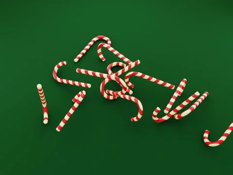 Candy cane falling. 3D render winter animation. Stock Footage 257699985