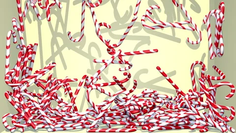 Candy cane falling &amp; filling up box 動画素材 203167776