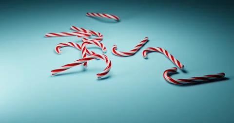 Candy cane falling sweets on Christmas colorful animation background 8K HDR Stock Footage 251711439