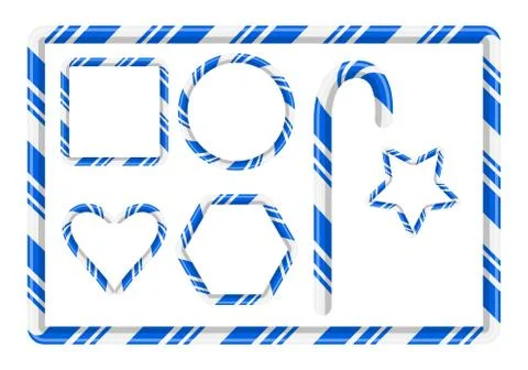 Candy cane frame and more for christmas design isolated on white background Stock Illustration