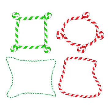 Candy cane frame collection. Striped christmas border set. Seasonal decoratio Stock Illustration