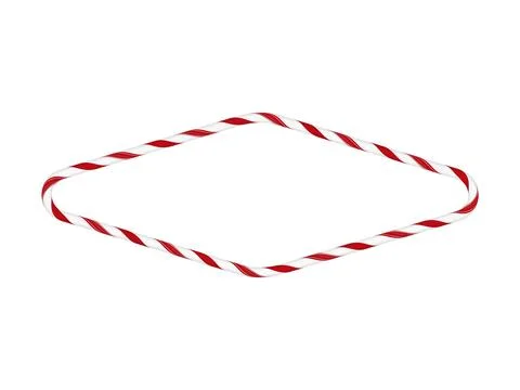 Candy cane frame. Vector design with red and white stripes in diamond shape. Stockillustratie