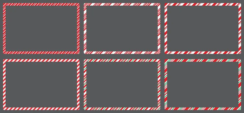 Candy cane  frames  set christmas. Collection of Xmas striped border with cop Stock Illustration