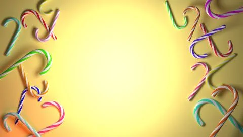 Candy cane on golden background fall sweets Christmas colorful post card Stock Illustration