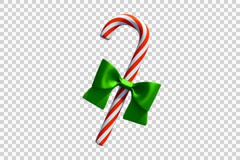 Candy cane with green bow, symbolizing christmas holiday decoration Illustrazione stock