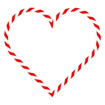 Candy cane heart frame. Christmas ribbon with red and white stripes. Greeti.. Stockillustratie