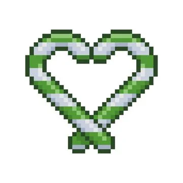 Candy cane heart pixel art. Illustrazione stock