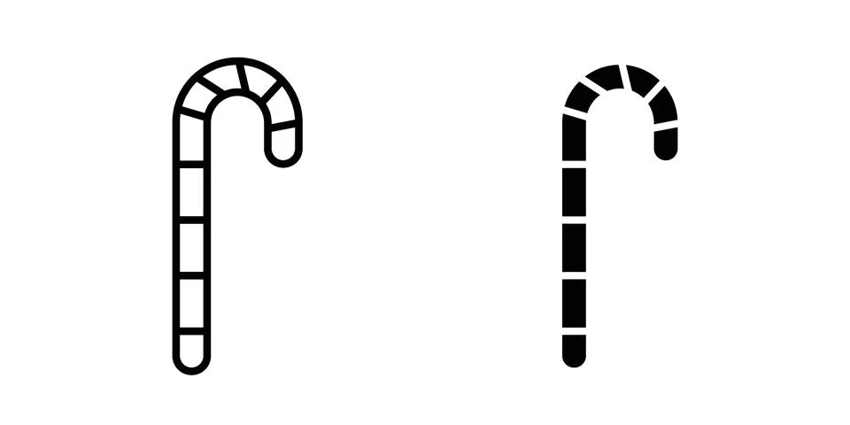 Candy Cane icon black vector isolated on white Illustrazione stock