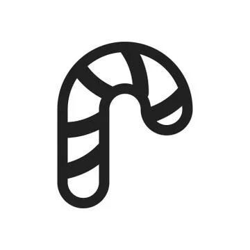 Candy cane icon design with white background. outline design style. vector illus Stock Illustration