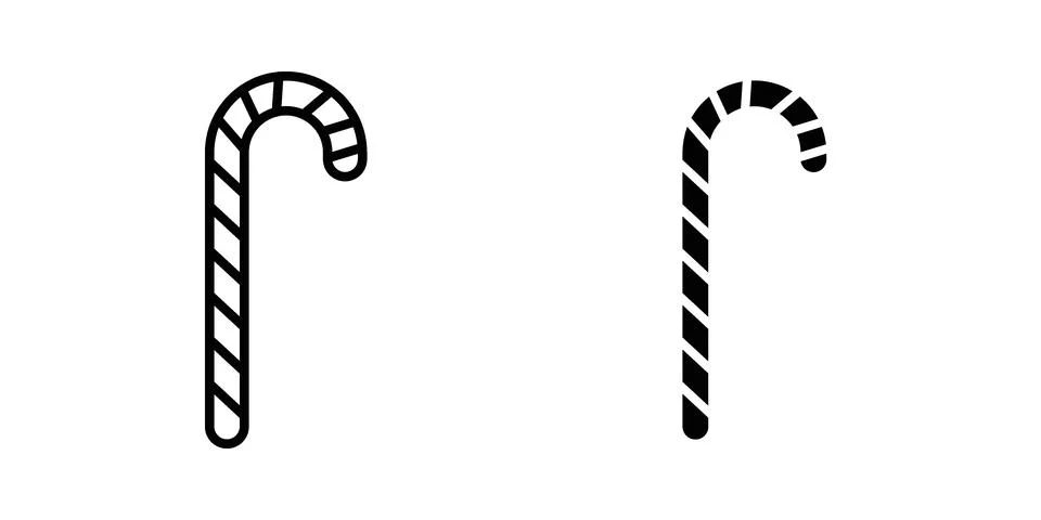 Candy Cane icon pack with silhouette and stroke web icons Stock Illustration