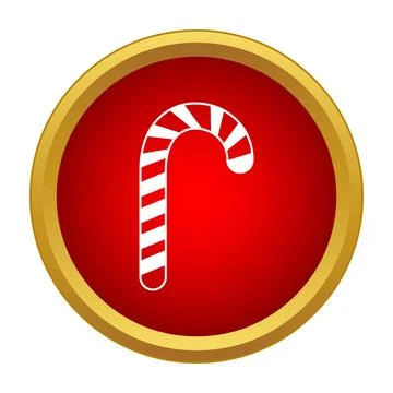Candy cane icon on red golden button Stock Illustration