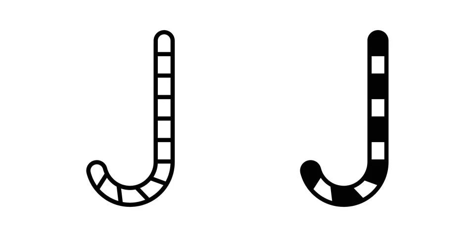Candy Cane icon solid, line, and editable vector set. Stock Illustration