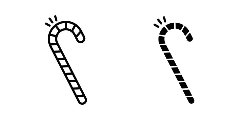 Candy Cane icon symbol. Flat and Stroke Vector illustration 스톡 일러스트