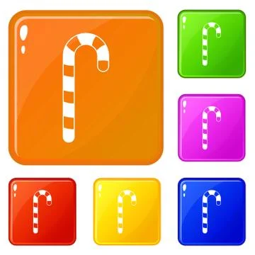 Candy cane icons set vector color Stock Illustration
