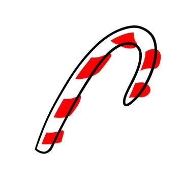Candy cane illustration in cartoon flat style. Stock Illustration
