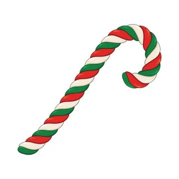 Candy cane isolated on white background. Traditional christmas sweet vector i Stock Illustration