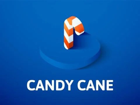 Candy cane isometric icon, isolated on color background Stock Illustration