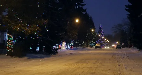 Candy Cane Lane in Edmonton, Alberta 库存影片 100659672