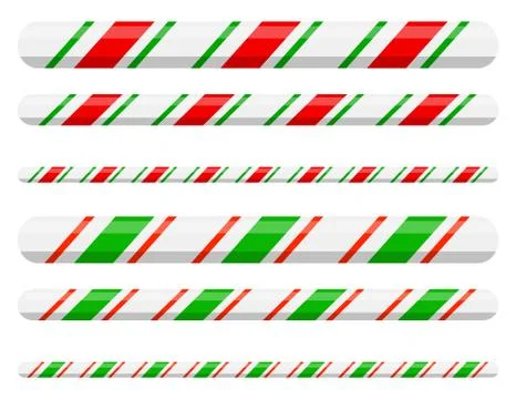 Candy cane line border divider for christmas design isolated on white backgro Stock Illustration