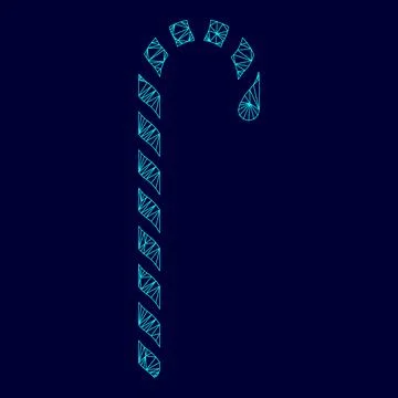 Candy cane low poly triangulation triangulated polygonal electric cyan blue v Stock Illustration