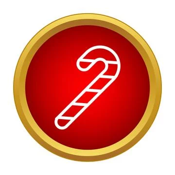 Candy cane outlined in a red circle with gold border Stockillustratie