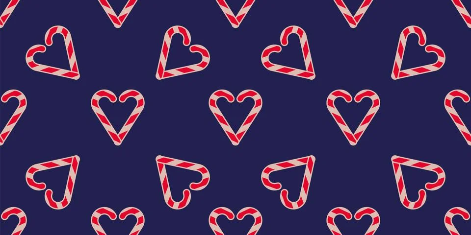 Candy Cane Pattern Heart shape on dark background. Striped Christmas lollipop Stock Illustration