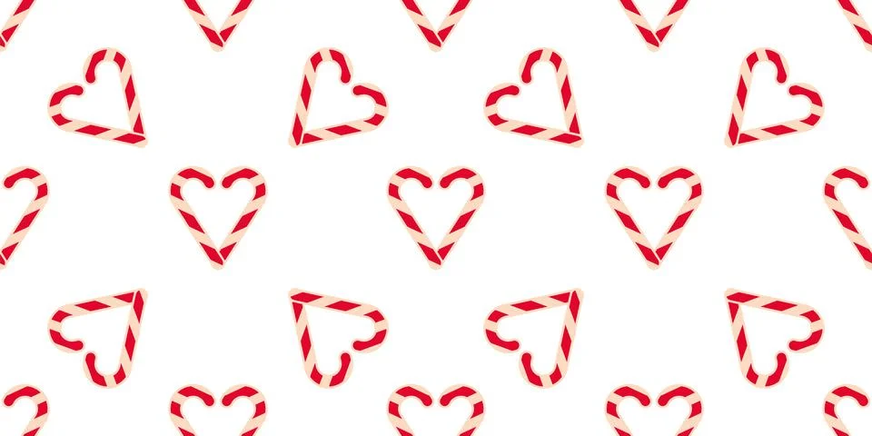 Candy Cane Pattern in Heart shape on white background. New Year print. Striped Stock Illustration