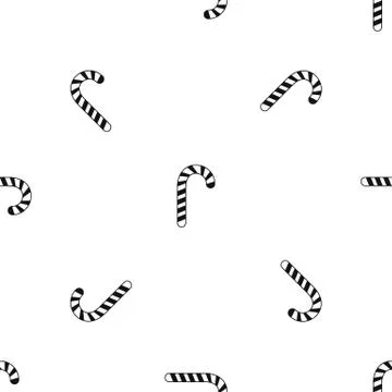 Candy cane pattern seamless black Stock Illustration