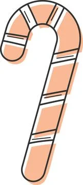 Candy cane with peach stripes for Halloween festive treats Vector 库存插图