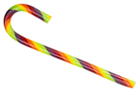 Candy Cane. Rainbow, colorful candy. Sweet, sugar twisted lollipop Stock Photos