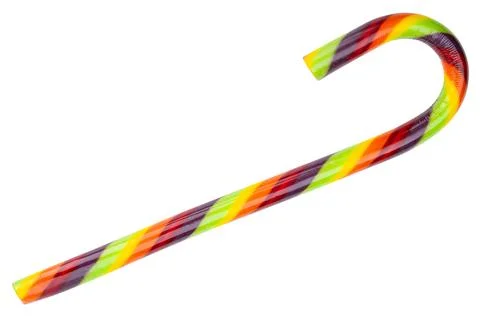 Candy Cane. Rainbow, colorful candy. Sweet, sugar twisted lollipop Stock Photos