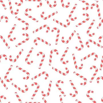 Candy cane. Randomly scattered sweets. Seamless Christmas pattern. 库存插图