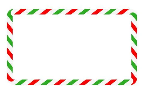 Candy cane rectangle frame. Christmas ribbon with red, green and white stri.. Stock Illustration