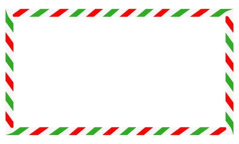 Candy cane rectangle frame. Christmas ribbon with red, green and white stri.. Stock Illustration