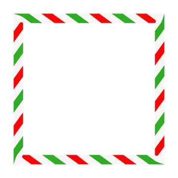 Candy cane rectangle frame. Christmas ribbon with red, green and white stri.. Stock Illustration