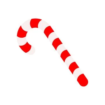 Candy cane with red and white stripes on white background, perfect for Christmas Stock Illustration