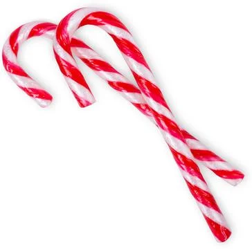 Candy cane red and white striped in Christmas colours isolated on a white Stock Photos