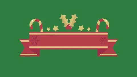 Candy cane red ribbon gold stars isolated isolated on green screen background 库存影片 336858097