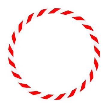 Candy cane round frame. Christmas ribbon with red and white stripes. Greeti.. Illustrazione stock