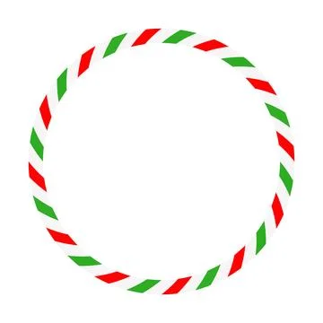 Candy cane round frame. Christmas ribbon with red, green and white stripes... Stockillustratie