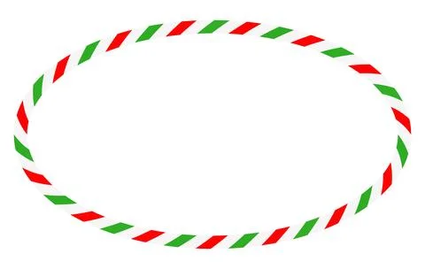 Candy cane round frame. Christmas ribbon with red, green and white stripes... Stock Illustration