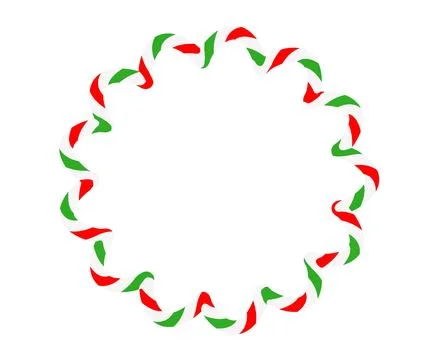 Candy cane round frame. Christmas ribbon with red, green and white stripes... Stockillustratie