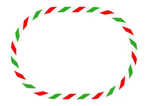 Candy cane round frame. Christmas ribbon with red, green and white stripes... Stock Illustration
