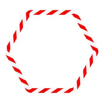 Candy cane rounded hexagon frame. Christmas ribbon with red and white strip.. Stock Illustration