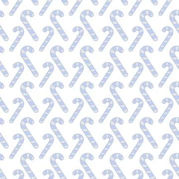 Candy cane. A scattering of white and blue striped lollipops. Illustrazione stock